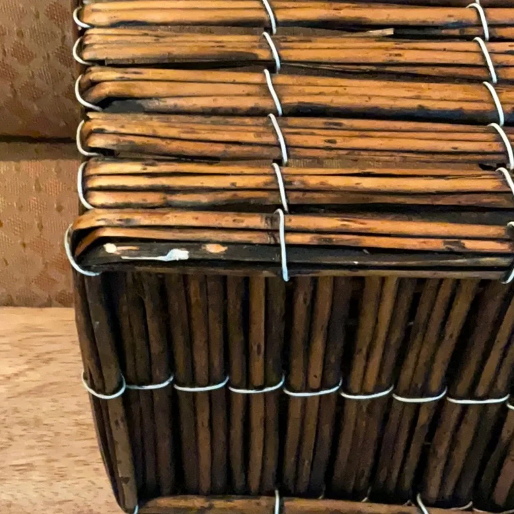 Wicker Basket, Rectangular, Catchall basket, Boho chic